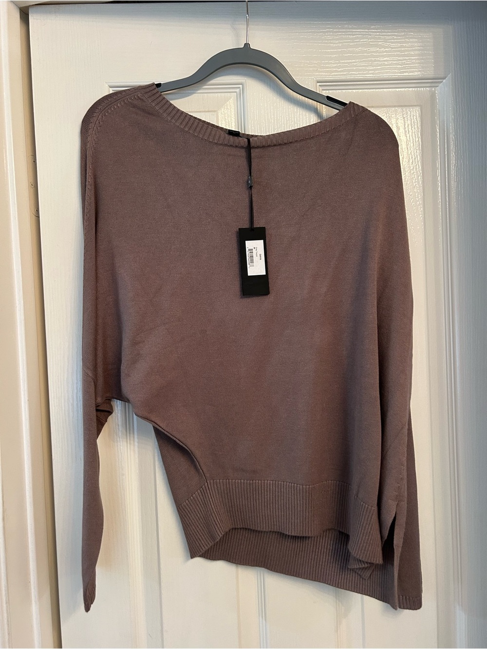 Lamarque Dusty Mauve Off-the-Shoulder Knit Sweater